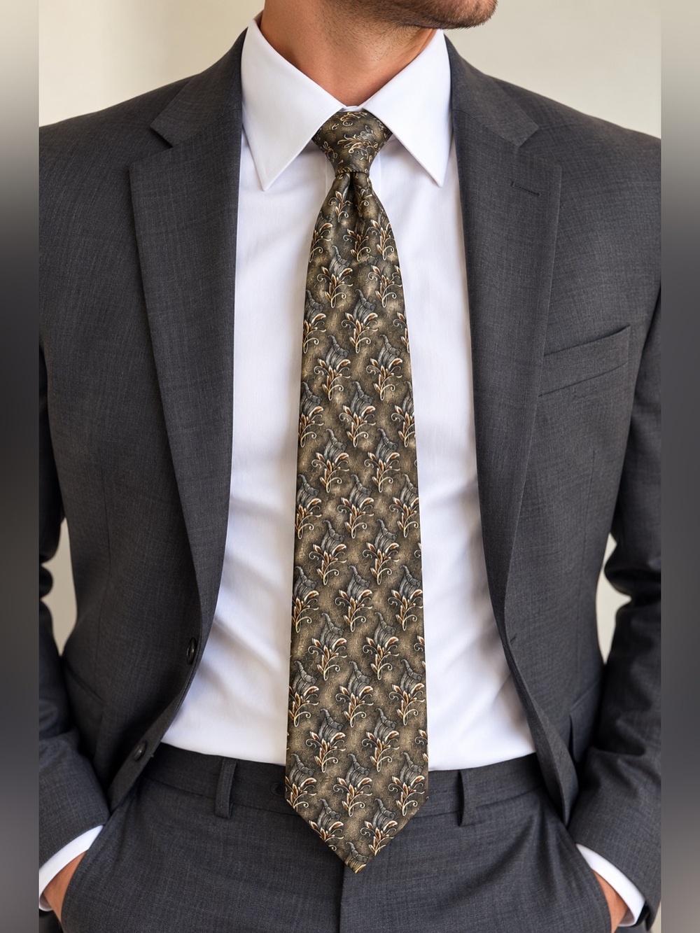 NEO Bill Blass 100% Silk Novelty Print Necktie Made in Canada